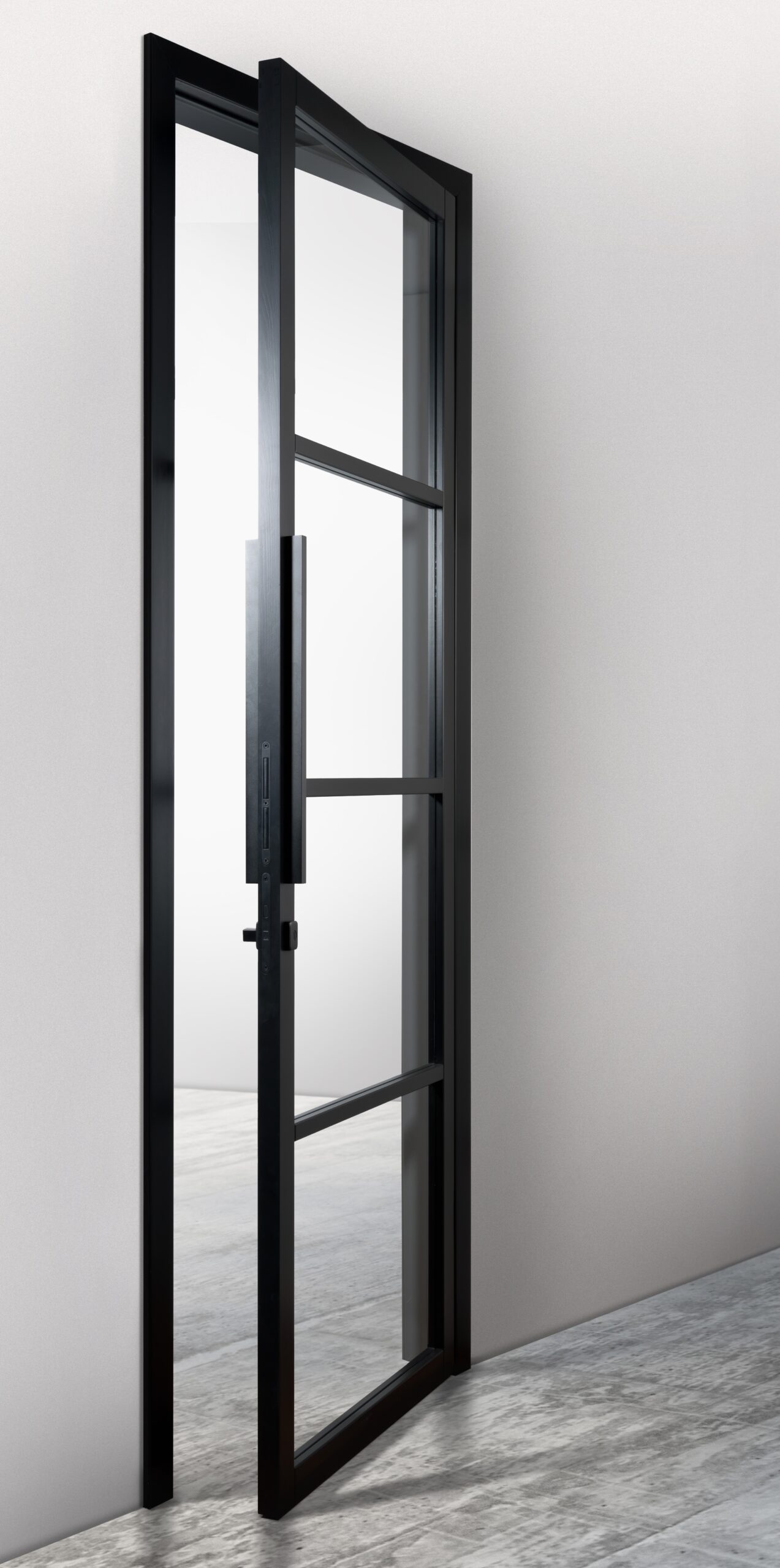 Interiérové dveře slim 01 sklo černé bezfalcové provedení detail